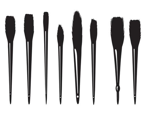 Set of black make up brushes on white background. illustration.