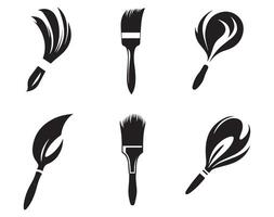 Set of black make up brushes on white background. illustration. vector