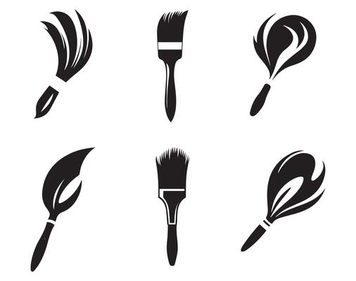 Set of black make up brushes on white background. illustration.