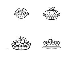 Set of black and white hand drawn cupcakes. illustration. vector