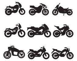 Set of motorcycle silhouettes isolated on white background. illustration. vector