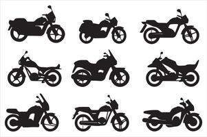 conjunto de motocicleta siluetas aislado en blanco antecedentes. ilustración. vector