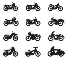 conjunto de motocicleta siluetas aislado en blanco antecedentes. ilustración. vector