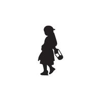 Silhouette of a girl in a dress on a white background vector