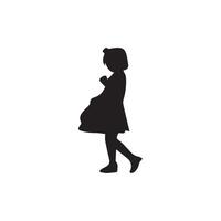 silueta de un niña en un vestir en un blanco antecedentes vector