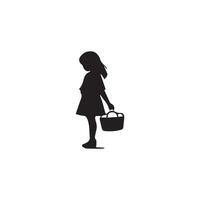 Silhouette of a girl in a dress on a white background vector