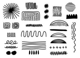 Set of abstract graphic shapes drawn by hand. vector