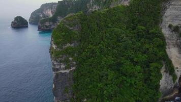 Nusa Penida Island drone flight, rocks and ocean video
