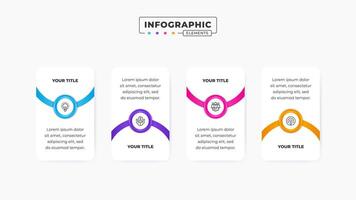 Business banner label infographic design template with 4 steps or options vector