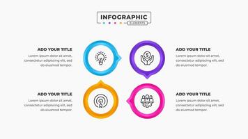 Circular process presentation infographic design template with 4 steps vector