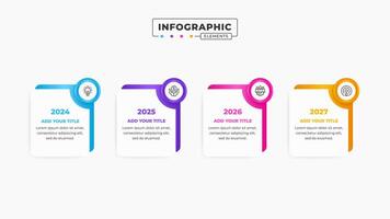 Business timeline label infographic design template with 4 steps vector
