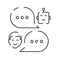 Robot icon. Chatbot icon. Cute smiling bot. Outline robot sign. Flat line cartoon illustration. Voice support service bot. Virtual online support. vector