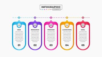 negocio proceso infografía diseño modelo con 5 5 pasos o opciones vector