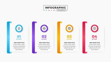 negocio etiqueta infografía diseño modelo con 4 4 pasos o opciones vector