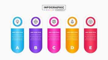 Business label infographic design template with 5 steps or options vector