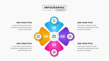 Circular process presentation infographic design template with 4 steps vector