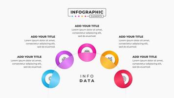 circular proceso presentación infografía diseño modelo con 5 5 pasos vector