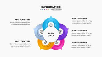 Presentation circular process infographic design template with 5 steps vector