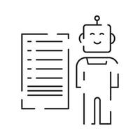 Robot icon. Chatbot icon. Cute smiling bot. Outline robot sign. Flat line cartoon illustration. Voice support service bot. Virtual online support. vector