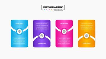 Business banner label infographic design template with 4 steps or options vector