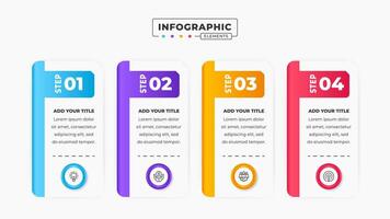 negocio etiqueta infografía diseño modelo con 4 4 pasos o opciones vector