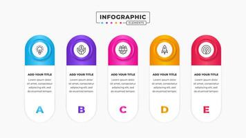 Business label infographic design template with 5 steps or options vector