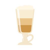 Hot and cold coffee beverage. Different types of drink. Espresso, americano cup, cappuccino and latte in paper mug, iced macchiato in glass. Flat illustrations isolated on white background vector