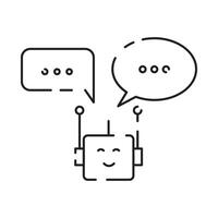 Robot icon. Chatbot icon. Cute smiling bot. Outline robot sign. Flat line cartoon illustration. Voice support service bot. Virtual online support. vector