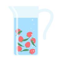Drink more water. Stay hydrated. Glass, Plastic free, zero waste concept. Various bottles, glass, flask. Cute trendy illustration. Summer cold drink. vector