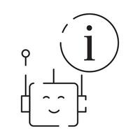 Robot icon. Chatbot icon. Cute smiling bot. Outline robot sign. Flat line cartoon illustration. Voice support service bot. Virtual online support. vector