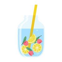 Drink more water. Stay hydrated. Glass, Plastic free, zero waste concept. Various bottles, glass, flask. Cute trendy illustration. Summer cold drink. vector
