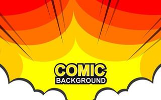 Pop art comic background with halftone colors and cute clouds vector