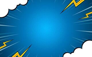Comic book page background with halftone effect and clouds. illustration vector