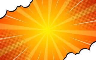 Comic book page background with halftone effect and clouds. illustration vector