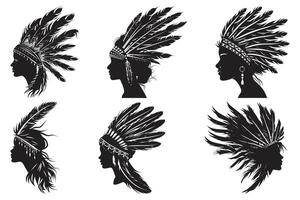 Native American Indian Tribal Chief Feather Hat, Hand Drawn Native American Indian Headdress, American tribal chief headdress feathers. vector