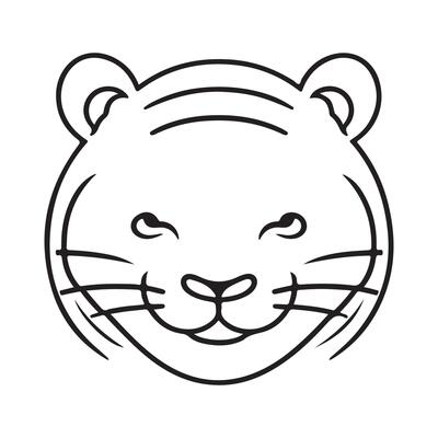 Tiger black and white cartoon character design collection. White background. Pets, Animals.