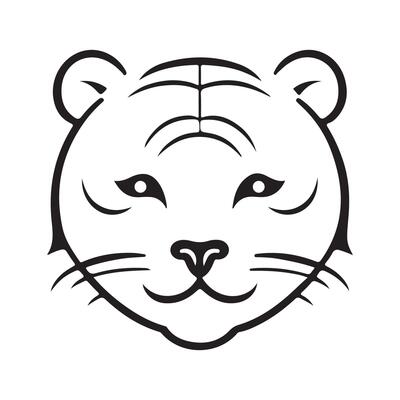Tiger black and white cartoon character design collection. White background. Pets, Animals.