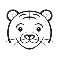 Tiger black and white cartoon character design collection. White background. Pets, Animals. vector