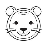 Tiger black and white cartoon character design collection. White background. Pets, Animals. vector