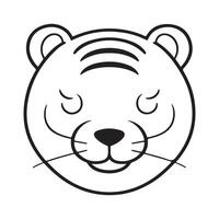 Tiger black and white cartoon character design collection. White background. Pets, Animals. vector