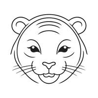 Tiger black and white cartoon character design collection. White background. Pets, Animals. vector