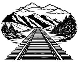 Railway in the mountains long and straight railway vector