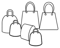 Simple sketch ladies bag outline icon in vector