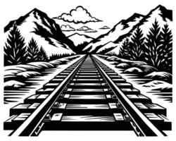 Railway in the mountains long and straight railway vector