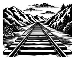 Railway in the mountains long and straight railway vector