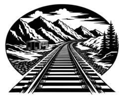 Railway in the mountains long and straight railway vector