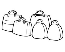 Simple sketch ladies bag outline icon in vector