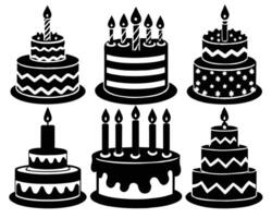 pastel con velas para cumpleaños vector