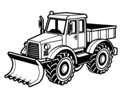 Tractor symbol outline icon in vector