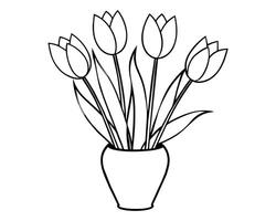 Flower vase outline vector